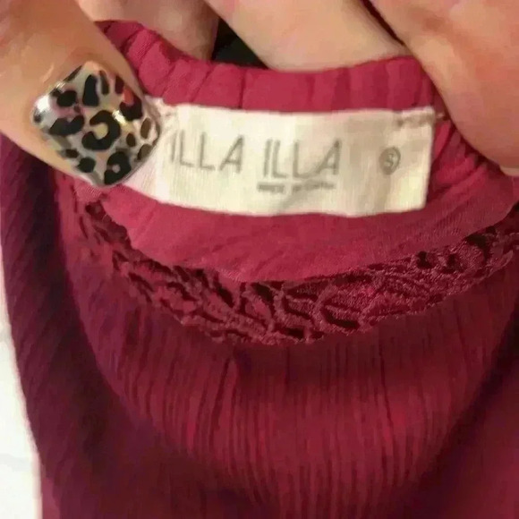 ILLA ILLA Crochet Jumpsuit Size Small Burgundy - Picture 2 of 7